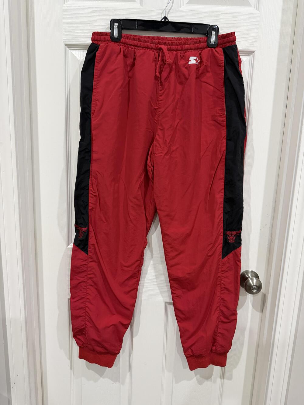 Chicago Bulls Pants Mens XL Red Black NBA Basketball Starter Track Joggers